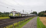 140 002 fährt mit einem Autozug bei Langwedel in Richtung Bremen, aufgenommen am 17. August 2017.