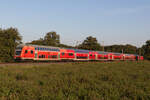 146 224 schiebt den Regionalexpress bei Langwedel/Rohrsen gen Hannover.