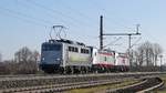 Railadventure 139 558 (ex DB) schleppt die für Israel Railways bestimmten Loks Nr. 3006 und 3004 (Br 187) am 23.02.18 bei Diepholz zur Verschiffung nach Bremen.