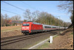 DB 101078-4 war am 25.2.2019 um 14.35 Uhr mit dem IC 2027 nach Passau auf der Rollbahn bei Hasbergen unterwegs.