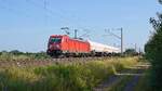 DB Cargo 187 080 mit gemischtem Güterzug EZ 51024 Maschen Rbf - Hagen-Vorhalle (Hüde, 24.07.2021).