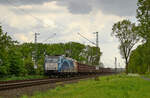 BRLL 185-CL 002 (185 502)  Salzgitter Mannesmann Precision , vermietet an CCW, mit Kokszug DGS 89241 Bottrop Süd - Bremen Stahlwerke (Lembruch, 13.05.2023).