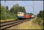 In der Farbgebung zweier Bahn Epochen war am 22.6.2024 die 151129-4 au der Rollbahn unterwegs.