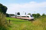 DB Fernverkehr Tz 9496 (412 096) als ICE 200 Basel SBB - Hamburg-Altona, es führt 0812 096 (Bohmte-Stirpe, 15.07.2024).