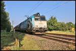 Captrain 185549-3 ist hier am 25.8.2024 um 8.51 Uhr mit dem Kohlependel auf der Rollbahn in Hasbergen nach Norden unterwegs.