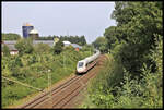 Ein ICE 4 ist hier am 2.9.2024 in Osnabrück - Hörne um 14.52 Uhr in Richtung Münster auf der Rollbahn unterwegs.