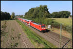 DB 146111 ist hier am 20.09.2024 um 11.32 Uhr verspätet mit dem RE 2 von Düsseldorf nach Osnabrück in Hellern unterwegs.