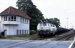 216 059 bei der Ausfahrt aus Sulingen nach Diepholz. 14.09.1989