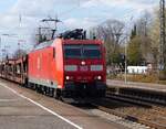 185 143 mit Auto-Leerzug in Salzbergen, 04.04.16