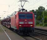 145 047 mit Auto-Ganzzug in Salzbergen, 09.08.2023