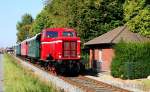 DL 2, eine MAK der ehemaligen Wittlager Kreisbahn, war am 3.10.2014 Zuglok für den MEM Museumszug zwischen Bohmte und Preußisch Oldendorf.