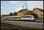 VT 3.09 der Eurobahn nach Münster hält am 29.7.2016 um 18.20 Uhr im Bahnhof Brackwede.