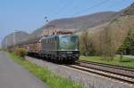 Den Henkelzug mit der 140 438-3 konnte ich am 09/04/2015 in Leutesdorf ablichten. Ein hässliches Graffiti an der rechten Flanke der Lok habe ich digital entfernt.