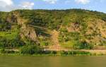 Die Hangabrutschstelle an der KBS 466 zwischen Kaub und St. Goarshausen, wo am 29.06.2012 nach einem schweren Unwetter Schlamm und Gerll auf die Gleise niedergingen; 07.07.2012