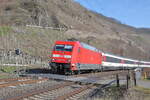 101 079 mit einer SBB Cff Garnitur bei Boppard am 16.02.2025