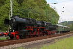 Fränkisches Eisenbahnmuseum 52 8195-1 in Trier Ehrang mit einen Sonderzug am 28.04.18 beim Dampfspektakel 