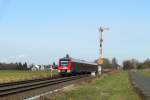 DB 620 018 fährt als RE 22 nach Trier Hbf durch Derkum am 28.02.2015. 