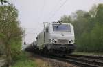 PRIMA E37 528 bringt ein Coils Zug am Morgen des 12.04.2014 nach Aachen , KBS 485 bei Km 22,4 Übach-Palenberg