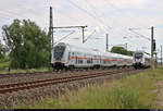 DBpbzfa 668.2 mit Schublok 146 573-1 DB als IC 2048 (Linie 55) von Dresden Hbf nach Köln Hbf trifft auf 1442 628 (Bombardier Talent 2) der S-Bahn Mitteldeutschland (DB Regio Südost) als S