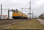 Nachschuss auf Schienenprüfzug (SPZ) 719 302 (Plasser & Theurer 6048 | 99 80 9360 008-3 D-DB) in Halle-Bruckdorf, Alte Schmiede, Richtung Halle(Saale)Hbf.