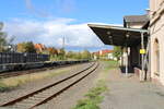 Der Bereich vom früheren Bahnsteig 1, am 11.10.2024 in Hainichen.