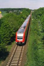 Pendolino-RE, an der Spitze 612 108, nach Chemnitz Hbf, verlsst den Bf Belgershain