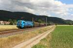 193 813 Railpool fuhr am 25.06.22 mit einem Holzzug von Dresden Freidrichstadt nach Augsburg. Hier ist der Zug in Etzelbach zu sehen.