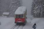 Oberweibacher Berg- und Schwarzatalbahn am 24.02.2013 kurz vor Lichtenhain. 