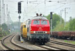 Bauzug mit 218 469-5  Betty Boom  der Railsystems RP GmbH fährt, von Naumburg(Saale)Hbf kommend, in Großkorbetha auf der Bahnstrecke Halle–Bebra (KBS 580).