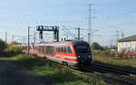 DB 642 574 + 642 119 + 642 037 vom VVO waren am 27.10.2022 in Vieselbach mit einem  Moin Moin  auf der Rckfahrt vom DB Werk Erfurt in die schsische Heimat.