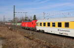 DB Systemtechnik 193 969 mit einem Messzug Richtung Weimar, am 07.03.2025 in Erfurt-Azmannsdorf.