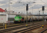 EB 22 und EB 20 am Zugschluss, mit Transcereales-Wagen nach Erfurt Gbf, am 30.03.2016 in Erfurt Ost.