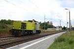 MaK G 1206 von Alpha Trains als Tfzf fährt in Zscherben auf der Bahnstrecke Halle–Hann.