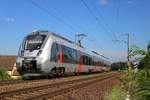 9442 612 (Bombardier Talent 2) von Abellio Rail Mitteldeutschland als verspätete RB 74778 (RB75) von Eilenburg nach Röblingen am See in Zscherben, Angersdorfer Straße, auf der