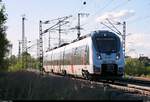 9442 610 (Bombardier Talent 2) von Abellio Rail Mitteldeutschland als RB 74787 (RB75) von Lutherstadt Eisleben nach Halle(Saale)Hbf fährt in der Saaleaue bei Angersdorf auf der Bahnstrecke