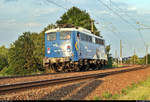 140 761-8 der Mittelweserbahn GmbH (MWB), Teil der Eisenbahnen und Verkehrsbetriebe Elbe-Weser GmbH (evb), als Tfzf fährt in Zscherben auf der Bahnstrecke Halle–Hann.