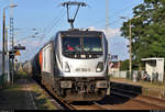 Kesselzug mit 187 502-0 der Akiem S.A.S., vermietet an die CTL Logistics GmbH, durchfährt den Hp Teutschenthal Ost auf der Bahnstrecke Halle–Hann.