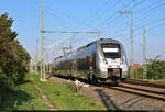 Vor den Toren der Stadt Halle (Saale) wurde der verspätete 9442 114 (Bombardier Talent 2) in Angersdorf Ost abgelichtet.

🧰 Abellio Rail Mitteldeutschland GmbH
🚝 RE 74727 (RE8) Leinefelde–Halle(Saale)Hbf [+10]
🕓 27.9.2023 | 10:01 Uhr