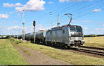 Stau am Einfahrsignal von Teutschenthal: 6193 131-0 (Siemens Vectron) beschleunigt nach einem Halt mit Kesselwagen Richtung Sangerhausen.