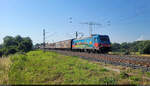 Erste Begegnung mit  Günni : 185 367-0 taucht plötzlich in der Saaleaue Richtung Angersdorf auf. Am Haken hat er fast ausschließlich Schiebewandwagen.

🧰 DB Cargo
🕓 26.6.2024 | 8:26 Uhr