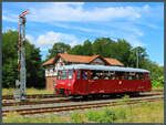 Anlässlich des 150-jährigen Jubiläums der Pfefferminzbahn war 772 345-4 der EBS zwischen Sömmerda und Straußfurt unterwegs.