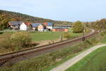 Die berühmte Fotokurve der Fuldatalbahn, am 28.10.2022 in Hermannspiegel.