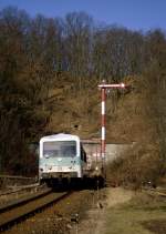 628 342 passierte am 14.03.1993 das bekannte Gleisdreieck in Wega an der Strecke Korbach - Bad Wildungen - Wabern. 