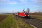 DB Cargo Bombardier Traxx 187 174-8 mit Mischer bei Nieder-Mörlen auf der Main Weser Bahn am 08.02.25