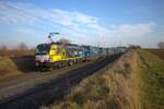 BEACON Rail Siemens Vectron 193 717-6 mit LKW Walter KLV bei Nieder-Mörlen in der Wetterau am 08.02.25