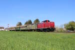 ELV 211 019-5 (V100 1019) ist mit ihrem Sonderzug zum Bahnhofsfest in Stockheim unterwegs und verlässt hier gerade den Bahnhof Beienheim in Richtung Nidda.