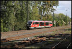 VT 642676 verläßt hier am 6.10.2024 um 15.43 Uhr Kahl am Main in Richtung Hanau.