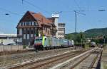 486 504 der BLS mit KLV Richtung Mannheim auf der KBS 650.Weinheim 3.7.2014