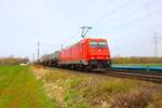 ECCO Rail Bombardier Traxx 185 631-9 mit Kesselwagen in Mainz Bischofsheim am 17.03.24