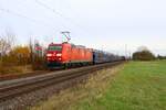 DB Cargo Bombardier Traxx 185 071-8 mit Mischer bei Altheim (Hessen) am 23.11.24